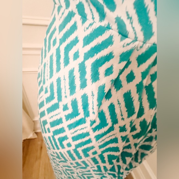 Tart Teal & White Geometric Strapless Maxi Dress - Picture 9 of 9